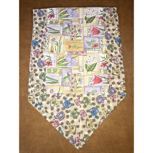 Flower Garden Table Runner Spring Summer Watering Can Flowers 13" x 42" Handmade